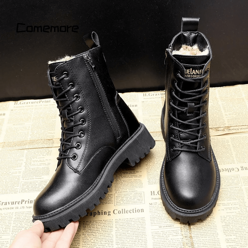 Andrea – zwarte leren winterlaarzen