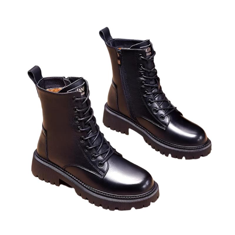 Andrea – zwarte leren winterlaarzen